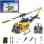 RC ERA C032 UH-1 Huey Helicopter - Remote Control Helicopters for Adult, 1/48 Sacle 2.4G 6CH Gyro Stabilized Aircraft with Altitude Hold & Optical Flow,3D Stunt Drone (Yellow) - Image 2