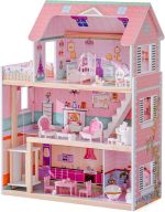 ROBUD Wooden Dollhouse, Doll House Playset with 24-pcs Exquisite Accessories, Working Elevator, Gift for Ages 3+ - Image 2