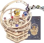 ROKR 3D Puzzles for Adults Orrery Music Box Wooden Model Building Set, DIY Wood Craft Kit Solar System Kit STEM Toys Gifts for Man/Woman - Image 2