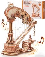 ROKR 3D Wooden Puzzle Harp Music Box, Building Model Kit with Mechanical Movement, Gift for Adults Women, Elegant Home Decor for Desk & Shelf - Image 2