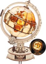 ROKR 3D Wooden Puzzles for Adults Illuminated Globe with Stand 180pcs 3D Puzzles Built-in LED Model Kit Hobby Gifts for Adults Home Decor - Image 2