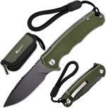 ROMANTICIST Folding Pocket Knife - 3.15" D2 Steel Blade & Non-Slip G10 Handle - Pocket Knife for Camping, Hiking and Outdoor Tasks - EDC Folding Knife with Clip & Lanyard - Unique Gifts for Men Women - Image 2