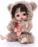 Reborn Baby Doll 10 Inch – Lifelike Full Vinyl Girl in Cozy Brown Bear Outfit – Comfort Collectible Doll Gift for Girls - Image 2
