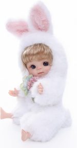 Reborn Baby Doll 10 Inch – Realistic Full Vinyl Bunny Girl with Blonde Hair & Purple Eyes – Soft Collectible Toy Gift for Girls - Image 2