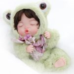 Reborn Baby Doll 10 Inch – Realistic Vinyl Sleeping Girl in Soft Green Frog Outfit – Comfort Doll Gift for Girls & Collectors - Image 2