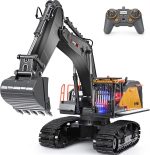 Remote Control Excavator Toy 1/14 Scale RC Excavator, 22 Channel Upgrade Full Functional Construction Vehicles Rechargeable RC Truck with Metal Shovel and Lights Sounds - Image 2