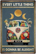 Retro Hippie Decor Wall Art Poster - "Every Little Thing is Gonna Be Alright" Vintage Metal Sign, Perfect for 70s Themed Rooms and Cool Poster Collections, 12 * 8 Inch (955) - Image 2