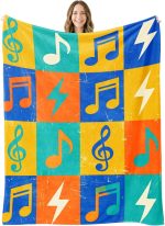 Retro Music Pop Art Throw Blanket – Vintage Gifts for Choir, Music Lovers | Vintage Flannel Polyester Blanket, Musical Note Birthday Gifts for Teens, Musicians, Guitarists, Music Lovers, 50x60Inch - Image 2