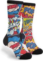 Retro Pop Art Comic Shout Unisex Adult Fun Cool 3D Print Colorful Athletic Sport Novelty Crew Tube Socks - Image 2