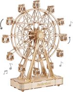 Rolife 3D Wooden Puzzle Hand Crank Music Box Machinarium Toys-DIY Wood Craft Kit-Creative Gift for Adults When Christmas/Birthday (Ferris Wheel Wood Color) - Image 2