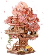 Rolife DIY Miniature House Kits Sakura Tree House 12" 3D Wooden Puzzles | Japanese Cherry Blossom Bonsai Model Building Kit, Wooden Craft Home Decor Gift for Adults Family - Image 2