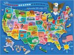 RoseArt Map of USA Puzzle for Kids – 100 Large Pieces, 24" x 18" – Educational United States Puzzle with Fun State Illustrations – Made in USA – Learning Toy for Ages 6+ - Image 2