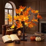 S-Union 24-inch LED Lighted Maple Tree with 6 Acorns for Thanksgiving Decorations - Image 2