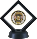 SH Challenge Coin Display Frame, 3D Floating Display Case Stand Holder, Medallion Medal Specimen Military Coin Clear Box (Black) - Image 2