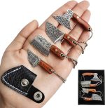 STARDW Damascus Pocket Knife Set, EDC Knife with Sheath,Mini Chef Keychain Knife Set, Tiny Things for Box Cutter Letter Opener Package Opener, Cool Gadgets EDC Tools -Set of 4 - Image 2