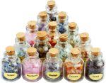 SUNYIK 9 Mini Gemstone Bottles Chip Crystal Healing Tumbled Gem Reiki Wicca Stones Set - Image 2