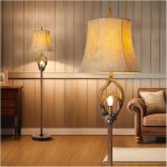 Scenekoy Farmhouse Antlers Floor Lamp with Night Light, Faux Leather Shade | Resin Rustic Standing Lamp, Rotary Switch, Floor Lamp Decor For Living Room Bedroom Hotel Office Room(Bulb Included) - Image 2