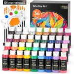 Shuttle Art Acrylic Paint, 36 Colors Acrylic Paint Set with Brushes & Palette, 2oz/60ml Bottles, Rich Pigments Non-toxic for Artists Kids & Adults, Painting on Canvas Rocks Ceramic Wood - Image 2