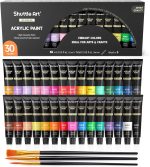 Shuttle Art Acrylic Paint Set, 30 x12ml Tubes Artist Quality Non Toxic Rich Pigments Colors Great for Kids Adults Professional Painting on Rocks Canvas Wood Clay Fabric Ceramic Crafts - Image 2