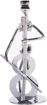 Small Iron Sculpture, Metal Musician Player Art Decor, Musical Man Statue | Art Figurine Decorations, Display for Home Office Desk (Cello) - Image 2