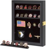 Small Military Challenge Coin Display case for Badges & Ribbons Black | Military veterans, service members, coin & pin collectors,Independent storage zones for coins & pins - Image 2
