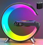 Smart LED Table Lamp, 4-in-1 Wireless Charger, Night Light, Alarm Clock, Bluetooth Speaker with App Control, Bedside Lamp with Charging Station for Bedroom, Office, Home Decor, Teen Girls Boys Gifts - Image 2