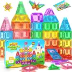 Soyee Mini Travel Magnetic Tiles 60PCS with Metal Tin Case Toddler Kids Toys Travel Essentials, Toddler Travel Toys Portable STEM Building Blocks Compatibility with Regular Size Magnetic Tiles - Image 2