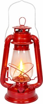 Stansport Hurricane Lantern – Classic Metal Kerosene Oil Lamp with Glass Globe and Adjustable Wick – Portable Emergency Lighting & Decorative Indoor/Outdoor Camping Lantern, Red - Image 2