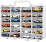 Storage Case for Hot Wheels, 48-Slot Carrying Display Case, Beige | Double-Sided 1/64 Toy Car Storage Organizer with Clear Lids, Beige Frame, Built-In Anti-Slip Steps and Adjustable Dividers - Image 2