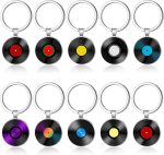 Sureio 10 Pcs Retro Vinyl Record Album Keychain Music Recording Player Metal Dj Pendant Charm Key Chain Gift for Music Lover - Image 2