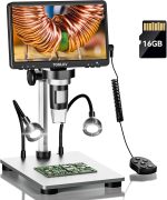 TOMLOV DM9 7" Digital Microscope: 1080P 1200X Coin Microscope Magnifier, 12MP Ultra-Precise Focusing LCD Soldering Microscopes for Adults, PC View, 16GB - Image 2