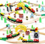 TOY Life Wooden Train Set with Crane, 60-Pc Track, Boys 3-8 | Magnetic Snap-Together, Fits Thomas Brio Chuggington, Fine-Motor Play, Unisex Kids, Birthday Gift - Image 2