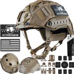 Tactical Airsoft Helmet with Cover for Paintball | PJ type, lightweight, vented 2.5 mm ABS shell, modular pads, adjustable chin strap, side rails and front NVG mount base - Image 2
