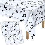 Tatuo 6 Pieces 108 x 54 Inch Music Themed Party Decorations Disposable Musical Notes Tablecloth Plastic Table Cover Birthday Jazz Rock Party Decoration Supplies - Image 2