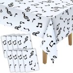Tatuo 8 Pieces 108 x 54 Inch Music Themed Party Decorations Disposable Musical Notes Tablecloth Plastic Table Cover Birthday Jazz Rock Party Decoration Supplies - Image 2