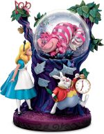 The Bradford Exchange Disney Alice in Wonderland Illuminated Musical Glitter Globe – Light-Up Cheshire Cat Figurine with Movie Music - Image 2