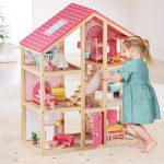 Tiny Land Wooden Dollhouse for Girls - 6 Rooms Wooden Doll House | DIY Pretend Doll House with 31Pcs Furniture Accessories, Creative Gift for Girl Ages 3+,Pink - Image 2