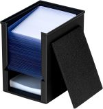 Toploader Dispenser & Penny Sleeve Holder - Dual Compartment Holds 250 Penny Sleeves & up to 50 Top Loaders, Stackable Card Storage Box with Dustproof Lid (Black) - Image 2