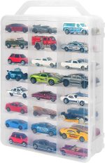 Toy Car Storage Case, 48 Slots Double Sided Display Case, Clear | Portable case fits 1:64 diecast cars. Case only, cars not included. Stackable design for collectors and kids. - Image 2