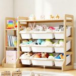 Toy Storage Organizer with Bookshelf for Kids – Wooden Toy Organizer with 3 Shelves & 9 Storage Bins, Extended Base, Playroom Nursery Bedroom Organization & Decor - Image 2