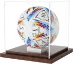 VGMiu Soccer Ball Display Case with Wood Base Clear Acrylic Soccer Case | Soccer Case Box with Removable Built-in Ball Holder for Autographed Balls, Sports Collectibles, Memorabilia Displays - Image 2
