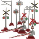 VOSAREA 8pcs Model Train Traffic Lights Railroad Mini Signal Light Micro Landscape Light Crossing Sign Model for DIY Sand Table Decorations - Image 2