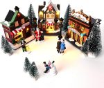 Valery Madelyn Pre-Lit Christmas Village Set House Decoration, Battery Operated Christmas Figurine Accessories Town Building Collection for Holiday Xmas DIY Tabletop (17 PCS) - Image 2