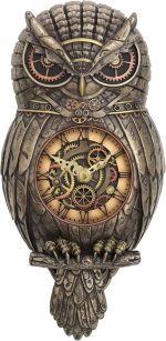 Veronese Design 12.5" Tall Steampunk Owl Pendulum Wall Clock Cold Cast Resin Antique Bronze Finish Wall Sculpture - Image 2