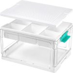 Vtopmart 24 QT Clear Plastic Storage Box with Building Baseplate Lid,1 Pack | Removable Tray for Easy Sorting, Interactive Building Surface, Stores Bricks, Craft Materials, Beads and Sewing Supplies - Image 2