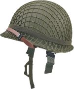 WWII US Army M1 Helmet, WW2 Gear, WW2 Helmet Metal Steel Shell Replica with Net/Canvas Chin Strap/Cat Eye Band - Image 2