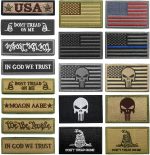 WZT 18-Piece American Flag Patch & Thin Blue Line Military Morale Patch Set | Hook & loop backing for tactical vests,backpacks,bags, caps,jackets and uniforms;sew-on loop panels included - Image 2
