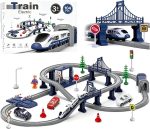 Wdmiya Train Sets for Boys 4-7, 104 Pcs Battery Operated Trains with Tracks | Magnetic Connection, Compatible with Thomas, Brio, Chuggington, Gifts for 3 4 5 6 Years Old (City Blue 104 Pcs) - Image 2