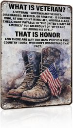 What Is a Veteran Sign, Military Decor and Army Decor Gift | 8x12 Inch military wall decor with combat boots and US flag, ideal for veteran gifts, offices, man caves, memorial spaces. - Image 2