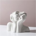 White Face Vase Unique Ceramic Vase for Room,Office,Home Decor | Small Boho Cute Female Form Head Bust Vase Modern Flower Vase for Table Shelf Desk Decoration Bookshelf Bedroom - Image 2